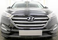 Hyundai Tucson (16–) Защита радиатора Optimal, чёрная, верх (4 части)