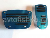 Накладки металлические на педали, универсальные, для автомобилей с АКПП, синие, комплект 2 шт.
