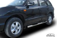 Защита штатных порогов Arbori d76 с проступями HYUNDAI SANTA-FE CLASSIC (Таганрог) 2001-