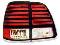Toyota Land Cruiser 100 (98-07) фонари задние светодиодные красно-хромированные, внешние и внутренние, дизайн Lexus, с хром отделкой, комплект лев.+прав.