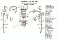 Декоративные накладки салона Infiniti G37 2007-2009 полный набор, Механическая коробка передач, без навигации