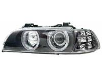 BMW 5 E39 фары передние линзовые черные, со светящимися ободками, со светодиодными поворотниками, комплект 2 шт.