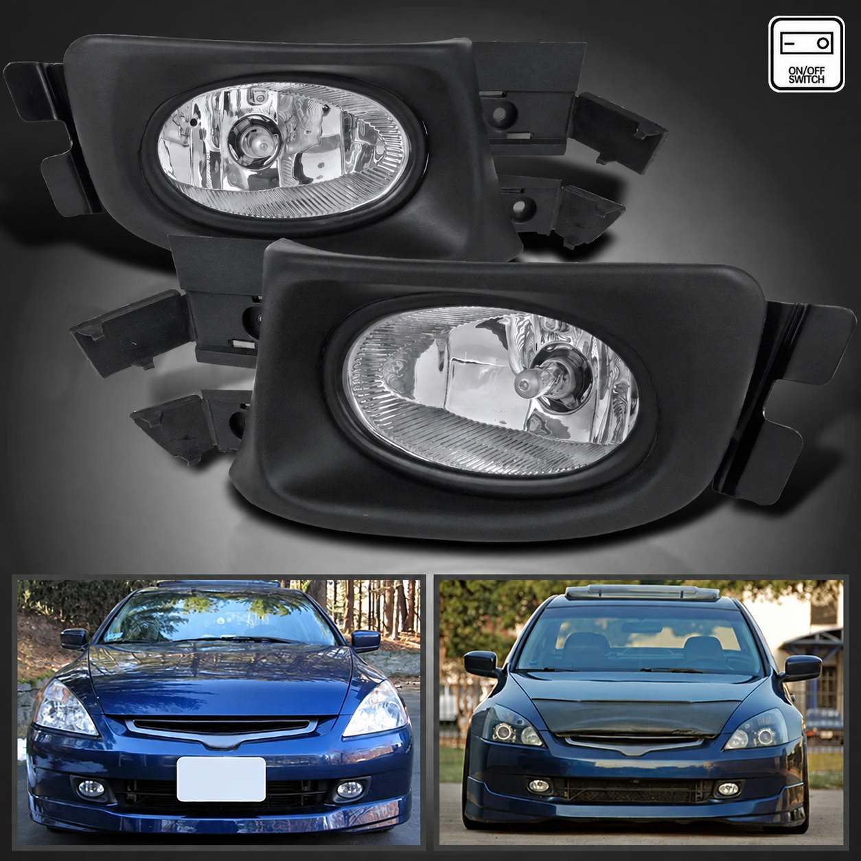 Противотуманные фары Honda Accord 2003–2005, прозрачные, комплект