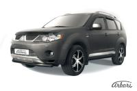 Защита переднего бампера Arbori d57+d42 двойная черная MITSUBISHI OUTLANDER XL 2006-2010