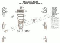 Декоративные накладки салона Nissan Sentra 2013-н.в. без навигации, конденционер.