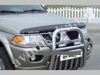 Дефлектор капота темный с надписью Mitsubishi Pajero Sport 2000-2007
