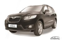 Защита переднего бампера Arbori d57 черная HYUNDAI SANTA-FE 2010-2012