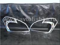 Nissan Qashqai (06-) накладки на передние фары хромированные, комплект 2 шт.