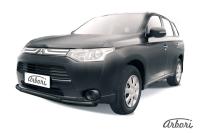 Защита переднего бампера Arbori d57+d42 двойная черная MITSUBISHI OUTLANDER 2014-