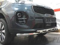 Kia Sportage (16–) Защита переднего бампера двойная Shark d 60/42 мм, нерж.