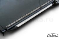 Комплект защиты штатных порогов алюминиевый профиль Arbori "Optima Silver" 1800 серебристая NISSAN PATHFINDER 2014-