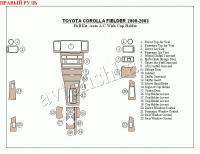 Toyota COROLLA FIELDER (00-03) декоративные накладки под дерево или карбон (отделка салона), полный набор, автоматичеcкий климат контроль, подстаканник, правый руль