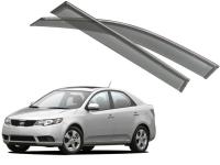 Kia Cerato (10–) Дефлекторы боковых окон с хромированным молдингом, OEM стиль, седан