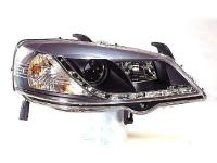 Opel Astra G (98-04) фары передние линзовые черные, со светодиодной подсветкой, комплект 2 шт.