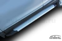 Комплект защиты штатных порогов алюминиевый профиль Arbori "Optima Silver" 1700 серебристая NISSAN QASHQAI 2014-