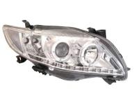 Toyota Corolla (2011-) фары передние линзовые хромированные, со светящимися ободками и подсветкой DRL, комплект 2 шт.