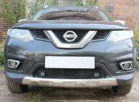 Nissan X-Trail (14–) Защита радиатора Optimal, чёрная, низ (c парктроником)