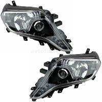 Toyota Land Cruiser Prado 150 (13-) фары передние линзованные черные со светодиодной подсветкой DRL, комплект 2 шт.