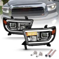Toyota Tundra / Sequoia (2007-2014) передние фары чёрные с квадратным проектором