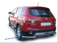 Nissan Qashqai (07-) защита заднего бампера, труба из нержавеющец стали, комплект 2 шт.