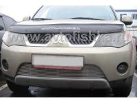 Mitsubishi Outlander XL 06- накладка на решетку переднего бампера из профильной трубы нержавеющей стали 10 x 6 мм