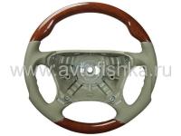 Mercedes W220 руль, дизайн AMG, серая кожа - светлое дерево орех