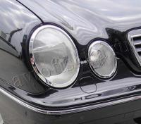 Mercedes E W210 (95-02) декоративные накладки на передние фары, хромированные кольца, комплект 4 шт.