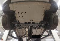 Hyundai Santa Fe (12–) Защита днища, из 4 частей, алюминий (V-все) на а/м без бок. подножек