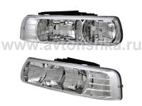 Chevrolet Tahoe, Suburban (99-06) фары передние хромированные, комплект 2 шт.