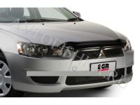 Дефлектор капота темный с надписью Mitsubishi Lancer 2007-2010