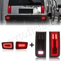 Hummer H2 (02-08) фонари (стопы) задние светодиодные тонированные с катафотами в бампер дизайн GMC Hummer EV 2022