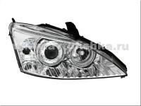 Ford Focus 1 (98-04) Europe+USA фары ксеноновые передние линзовые хромированные, со светящимися ободками, комплект 2 шт.