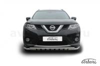 Защита переднего бампера Arbori d57+d42 двойная с декоративными элементами NISSAN X-TRAIL 2015-