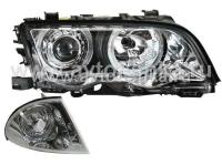 BMW 3 E46 (98-01) 4 дв. седан фары передние хромированные, со светящимися ободками, с регулирующим мотором, комплект 2 шт.