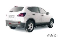 Защита заднего бампера "уголки" Arbori d57 черные NISSAN QASHQAI 2010-2013