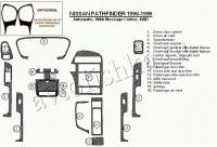 Декоративные накладки салона Nissan Pathfinder 1996-1999 АКПП, с Message Center, 4WD, 16 элементов.