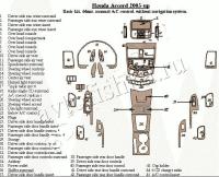 Декоративные накладки салона Honda Accord 2003-2007 базовый набор, ручной A/C Control, без навигации система, 4 двери