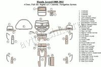 Декоративные накладки салона Honda Accord 2008-2012 полный набор, 4 двери, авто AC Control, с навигацией система