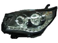 Toyota Land Cruiser Prado 150 (10-) фары передние линзовые черные со светящимися ободками и светодиодной подсветкой, комплект 2 шт.