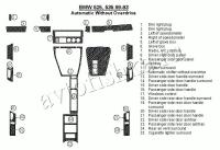 Декоративные накладки салона BMW 5 1989-1993 АКПП, без Overdrive, 25 элементов.