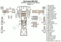 Декоративные накладки салона KIA Sorento 2008-2010 Ful Kit, Автоматическая коробка передач, с подогрев сидений