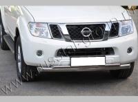 Nissan Pathfinder R51 (10-14) двойная защита переднего бампера D76/42mm