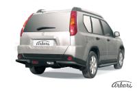 Защита заднего бампера "уголки" Arbori d57 черные NISSAN X-TRAIL 2007-2010