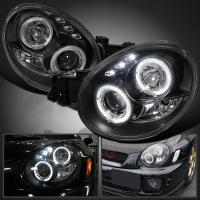 Subaru Impreza GD, GG (00-02) фары передние черные, со светящимися ободками, линзовые