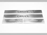 Chevrolet Cruze седан (2009-) накладки на пороги из нержавеющей стали, 4 шт.