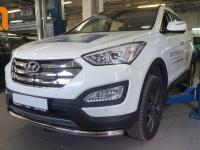 Hyundai Santa Fe (12–) Защита переднего бампера одинарная d 60 мм, нерж.
