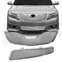 Toyota Camry V40 (09-11) решетка радиатора и переднего бампера хромированные, дизайн Bentley, комплект 2 шт.
