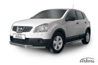 Защита переднего бампера Arbori d57+d42 двойная длинная NISSAN QASHQAI 2007-2009