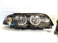 BMW 3 E46 (98-01) 4 дв. фары передние линзовые черные, со светящимися ободками, с поворотниками, комплект лев.+прав.
