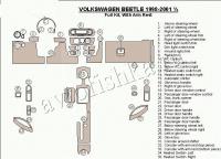 Декоративные накладки салона Volkswagen Beetle 1998-2001 полный набор, с подлокотником, 33 элементов.